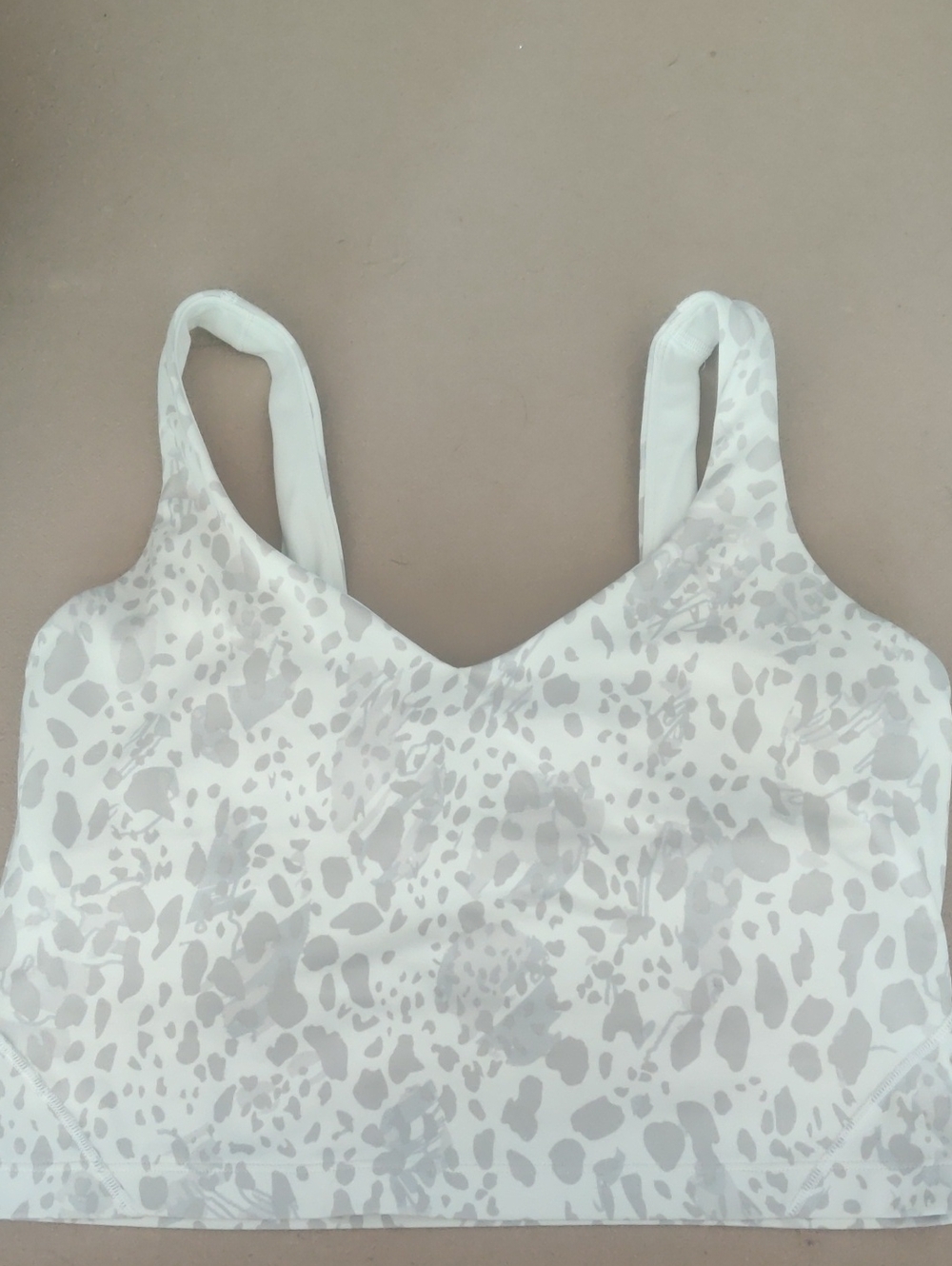 Lululemon Align White and Light Gray Leopard Print Sports Bra Size 10